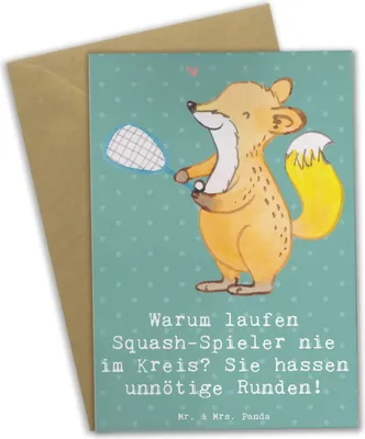 Produktbild von Mr. & Mrs. Panda Glückwunschkarte Squash Weisheit - Meeresbrise - Geschenk, osterkarte, dynamisch, Sportler Geschenke, Taktik, Teamsport, Grußkarten, einladungskarten