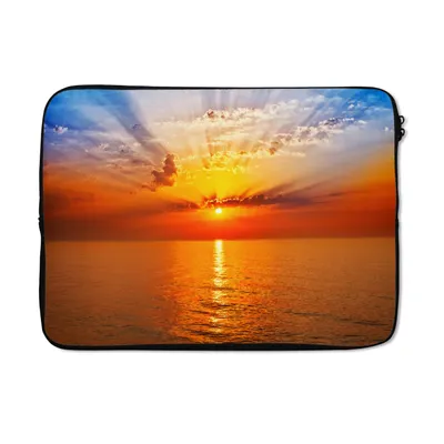 Produktbild von MuchoWow® Laptop Hülle 13 Zoll Sonnenuntergang - Meer - Himmel - Orange - Horizont - Wasser Laptoptasche - Laptophülle - Sleeve - Rundumschutz