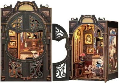 Obrázok produktu pre Habarri | DIY Book Nook - Salónik mačacieho princa - 3D puzzle - Miniatúrny Domček s Nábytkom a LED Osvetlením