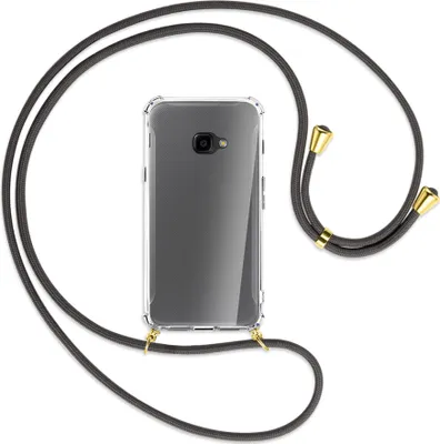 Produktbild von Handykette Backcover-Schutzhülle mit Band (Metall goldfarben) für Samsung Galaxy Xcover 4 / 4s - dunkelgrau