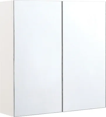 Zdjęcie produktu dla BELIANI Szafka łazienkowa wisząca biała sklejka 60 x 60 cm dwudrzwiowa z półkami i lustrem