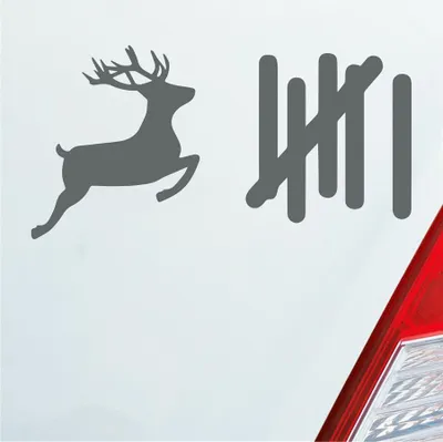 Produktbild von Auto Aufkleber Strichliste Tally List Hirsch Winter Deer 15x8 cm Grau Sticker Heckscheibenaufkleber