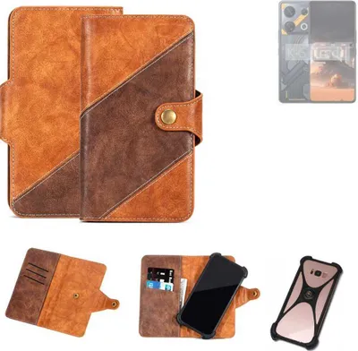 Produktbild von K-S-Trade Handyhülle Schutzhülle Bookstyle Case Wallet-Case kompatibel mit Infinix GT 10 Pro Cover Klapphülle Kantenschutz Smartphone dunkelbraun