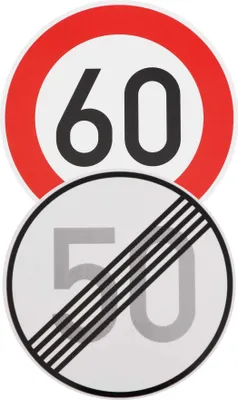 Produktbild von Original 2 x Verkehrszeichen Nr. 274-60 60 km/h und 278-50 Ende 50 km/h Temposchild Schild Geburtstagsschild zum 40 Geburtstag Geschenk Verkehrsschild