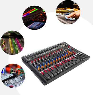 Zdjęcie produktu dla 12-kanałowy mikser studyjny DJ kontroler dźwięku mikser USB Bluetooth karta dźwiękowa mikser 48V