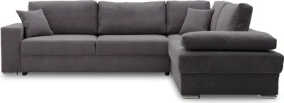 Produktbild von Ecksofa FESTINA 290/230 RECHTS mit schlaffunktion und Bettkasten - L-förmig - Cordstoff - Stoff POSO 022 Dunkelgrau