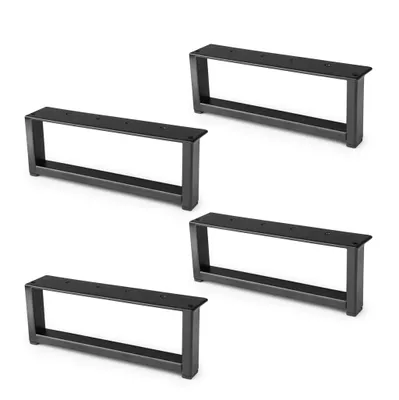 Obrázek produktu pro Sada 4 kovových nožiček na nábytek 190 x 70 mm – obdélníkové nožičky na nábytek v černé barvě pro příborníky a skříně – průmyslový design