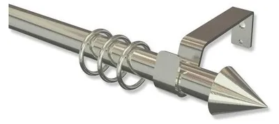 Produktbild von Interdeco Gardinenstange ausziehbar / Teleskop-Vorhangstange Edelstahl-Optik, Typ Peso Cone (Kegel), 22/19 mm Ø 1-läufig, 200-350 cm ausziehbar