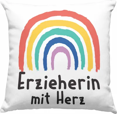 Produktbild von Trendation - Erzieherin Deko-Kissen mit Füllung 40x40 Geschenk mit Herz Geschenke Abschiedsgeschenk mit Spruch  Deko-Kissen mit Füllung 40x40 Kindergärtnerin (Grau)
