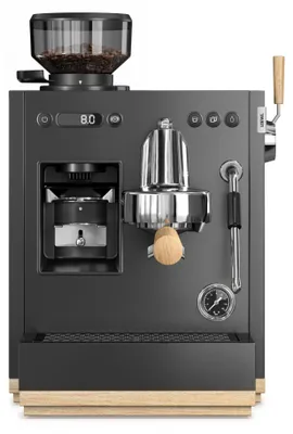 Produktbild von Loewe aura.pure, Espressomaschine, Siebträgermaschine mit Milchaufschäumer, integriertes Mahlwerk, 15-Bar-Extrakionsdruck, inkl. Zubehör, Echtholz