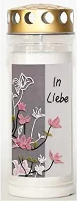 Produktbild von Grabkerze Wochenbrenner mit Deckel und Motiv Auswahl, 7 Tage Brenndauer, In Liebe 6 Stück