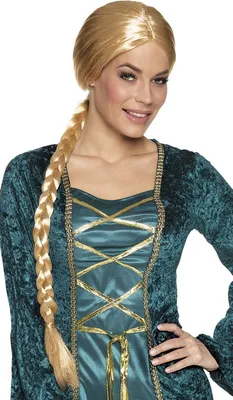 Produktbild von Mittelalter-Damenperücke Zopfperücke lang blond