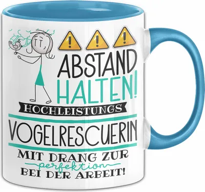 Produktbild von Vogelrescuerin Tasse Geschenk Lustig Abstand Halten Hochleistungs-Vogelrescuerin Mit Drang Zur Perfektion Bei Der Arbeit (Blau)
