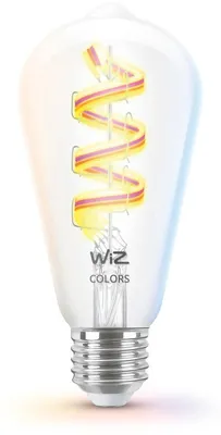Produktbild von WiZ Filament-Lampe, transparent, 40 W ST64 E27, Intelligentes Leuchtmittel, Wi-Fi/Bluetooth, Transparent, Wi-Fi 4 (802.11n), 802.11b, 802.11g, LED, E27