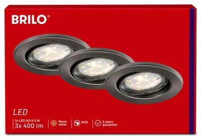 Produktbild von Briloner 3er Set Einbauspots nickel matt GU10 inkl. 5W LED schwenkbar