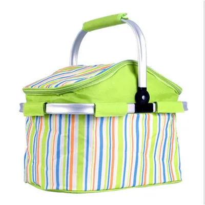 Produktbild von Einkaufskörbe, 30 L Faltbare Einkaufstasche, Thermokorb, Faltkorb, Picknickkorb, mit Griff, Reißverschluss, Abdeckung, Isolierkorb, 43 × 28× 23 cm