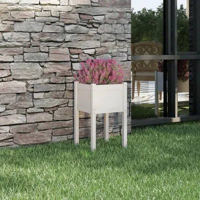 Obrázok produktu pre The Living Store Kvetináč biely 40x40x70 cm z masívneho borovicového dreva