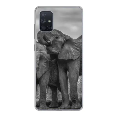 Produktbild von MuchoWow® Handyhülle Schutzhülle Hülle für Samsung Galaxy A71 Elefant - Tiere - Wasser - Schwarz und weiß Silikon Softcase Handy Hülle - Kartenbesitzer