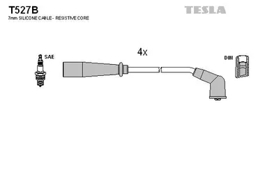 Produktbild von TESLA T527B Zündkabelsatz Zündleitungssatz für KIA RIO Kombi (DC) RIO Stufenheck (DC)