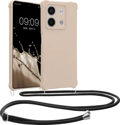 Produktbild von kwmobile Necklace Case kompatibel mit Xiaomi Redmi Note 13 5G Hülle - Cover mit Kordel zum Umhängen - Silikon Schutzhülle Creme