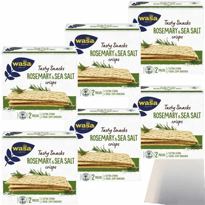 Produktbild von Wasa Knäckebrot Delicate Crisp Rosemary & Sea Salt 6er Pack (6x190g Packung) + usy Block