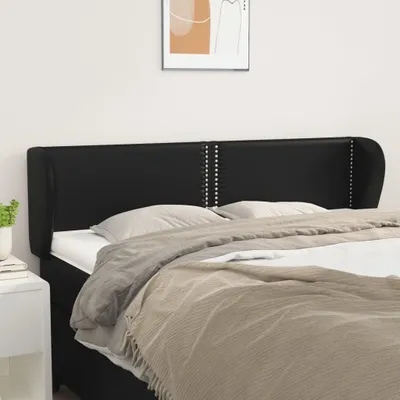 Produktbild von vidaXL Kopfteil mit Ohren Schwarz 147x23x78/88 cm Kunstleder - Kopfteil - Kopfteile - Bett-Kopfteil - Bettkopfteil