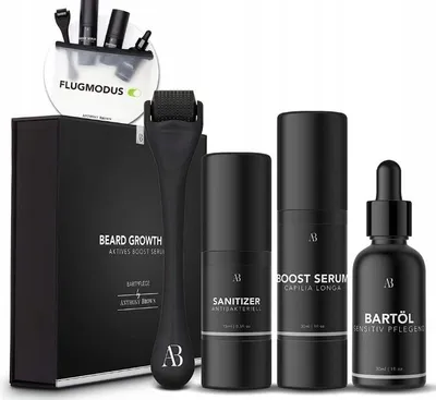 Produktbild von Anthony Brown Bartwuchs Set mit Bartroller 0,5 mm, Serum und Bartöl