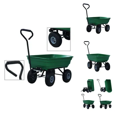 Obrázok produktu pre vidaXL Záhradný sklápací vozík 300 kg 75 l zelený - Vozíky a vrecia