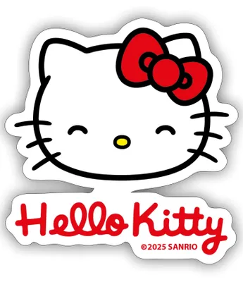 Produktbild von Spreadshirt Hello Kitty Lächelnd Mit Schriftzug Sticker Aufkleber, 10 x 10 cm, Mattweiß