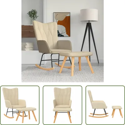 Produktbild von The Living Store Schaukelsessel mit Hocker Creme Stoff
