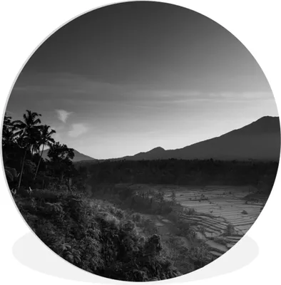 Produktbild von MuchoWow® Rundes Wandbild - Runde Bilder Indonesien - Reis - Schwarz - Weiß Ø 60 cm Kreis Wanddekoration Kunststoff - Wandkreis - Wandschmuck - Wand Kreis - Das Schlafzimmer - Die Bilder - Wandmalerei - Kunst für das Haus - das Plastik