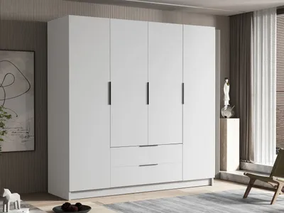 Obrázek produktu pro Velká šatní skříň 200 cm BETILA - bílá / černá