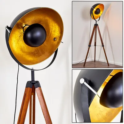 Produktbild von Ghedi »Ghedi« Vintage Stehleuchte in Schwarz/Gold aus Metall