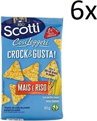 Produktbild von 6x Riso scotti Crock & gusta Crackers gesalzen Salzgebäck Mais und Reis 60g