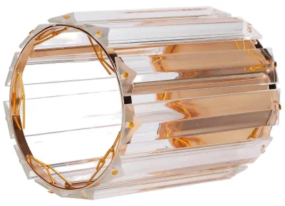 Image de Support pour pinceaux de maquillage, en verre transparent, de forme ronde, décoratif, pour organiser des stylos et autres petits objets sur un bureau. Couleur : doré