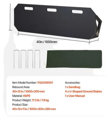 Obrázek produktu pro Odrazka na fotbal, 3 nastavitelné úhly, odolná konstrukce z HDPE, rozměry 40 x 12 palců