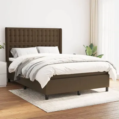 Produktbild von The Living Store Boxspringbett mit Matratze Dunkelbraun 140x190 cm Stoff