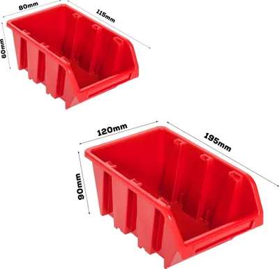 Obrázek produktu pro Nástěnný panel na nářadí 172x78 cm s 50 ks. Krabic závěsný Boxy se sadou držáků plastová