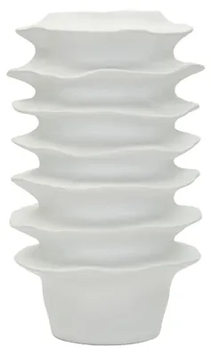 Image de Vase moderne de Mauro Ferretti, motif à motifs ondulés, blanc, 29 x 49 cm
