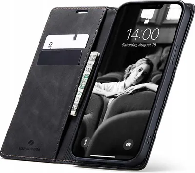 Immagine prodotto di SPACECASE Custodia flip a portafoglio per iPhone 13 Nero