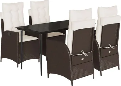 Produktbild von vidaXL 5-tlg. Garten-Essgruppe mit Kissen Braun Poly Rattan
