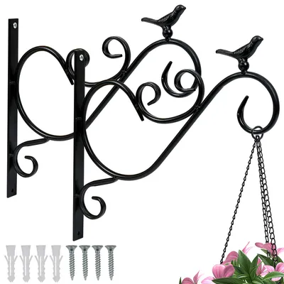 Produktbild von Karpal 2x Haken Blumenampel fuer Pflanzen Halter Schwarze Wandhaken Wandhalterung