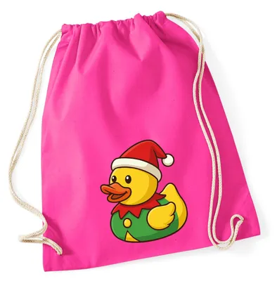 Produktbild von Huuraa Turnbeutel Quietscheente Wichtel Gummiente Elfe 12 Liter Fuchsia Baumwolle Rucksack Geschenkidee