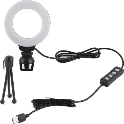 Obrázok produktu pre 4-palcové LED stmievateľné kruhové svetlo selfie s klipom pre živé video notebook tablet PC
