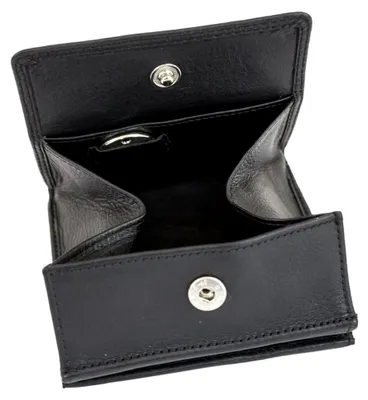 Produktbild von Wiener Schachtel mit großem Kleingeldfach mit RFID Schutz Block Folie mit Geschenk Box Echt-Leder, schwarz