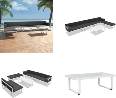 Produktbild von vidaXL 5 tlg. Garten Lounge Set Textilene Aluminium Schwarz - Gartenmöbel-Set - Gartenmöbel-Sets - Gartensofa - Gartensofas