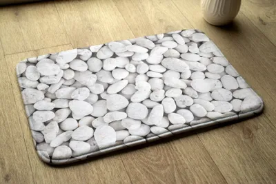Produktbild von Badteppich Saugfähige - Badezimmer Teppich - Rutschfester Badvorleger Badematte - 75x45 cm - Steine