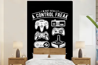 Produktbild von MuchoWow® Fototapete für Wohnzimmer oder Schlafzimmer Wandtapete Vinyl Motivtapete Mancave - Controller - Spielkonsole - Vintage - 155x240 cm - Tapete