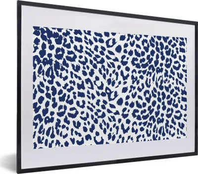 Produktbild von MuchoWow® Gerahmtes Poster Panther Druck - Blau - Flecken 40x30 cm - Poster mit Schwarzem Bilderrahmen Wandposter Rahmen Foto Bilder - Bilderrahmen - Poster im Rahmen