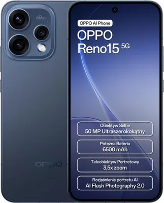 Produktbild von OPPO Reno15 5G, 16,7 cm (6.59"), 8 GB, 512 GB, 50 MP, Android 16.0, Schwarz
